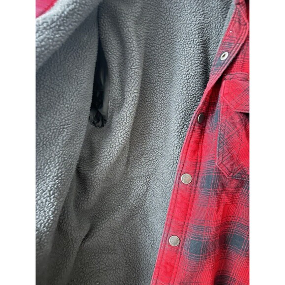 Dickies Jacket Mens Medium Red Buffalo Plaid Sherpa Lined Full Zip - Picture 4 of 5
